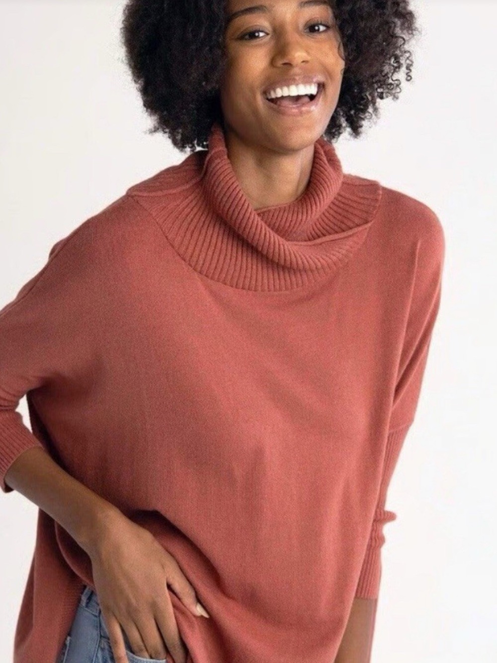 Mersea Newport Travel Split Neck Oversized Turtleneck Sweater